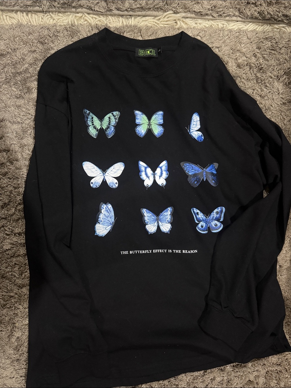 Travis Scott type shirt  Black Long-Sleeve Butterfly Graphic Tee